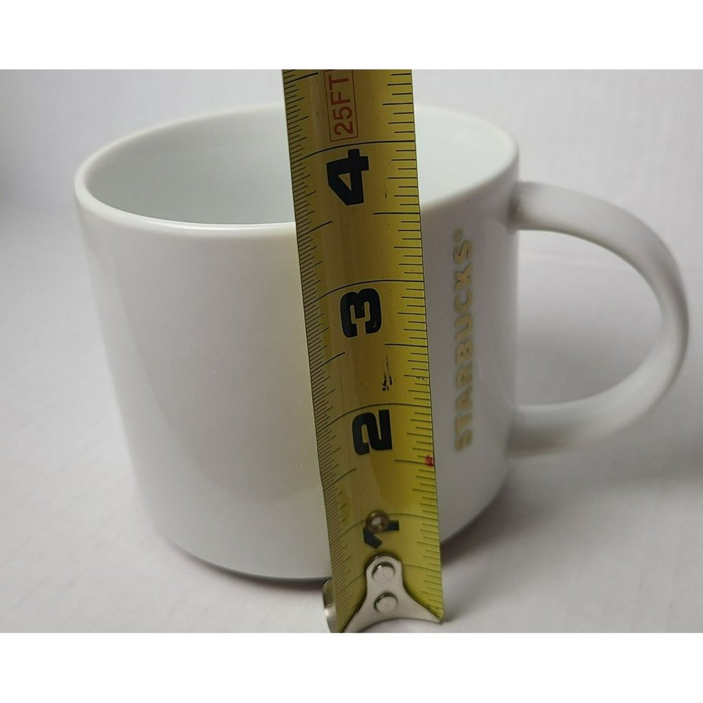 Starbucks 2012 White Christmas Holiday Gold Letters 16 oz Coffee Mug / Tea Cup - Picture 8 of 8
